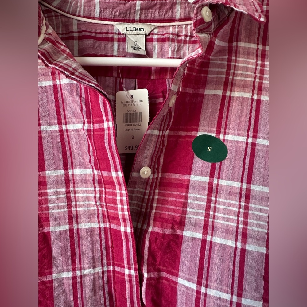 NWT L.L.Bean Textured Cotton Popover Shirt, size Women’s Small - Picture 2 of 4